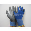 Blue Nylon Grey PU Glove Safety Gloves (DPU167)